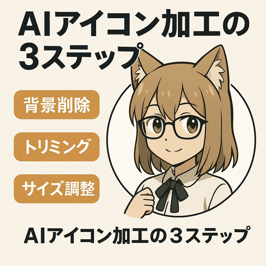 AIアイコン加工の3ステップ:背景削除・トリミング・サイズ調整